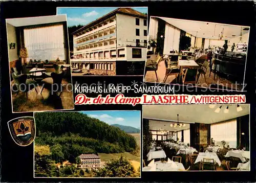 AK / Ansichtskarte Laasphe Kurhaus und Kneipp Sanatorium Gastraeume Panorama Laasphe