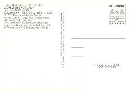 AK / Ansichtskarte Heimbuchenthal Hotel Restaurant Zum Wiesengrund Heimbuchenthal