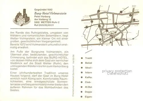 AK / Ansichtskarte Wetter_Ruhr Burghotel Volmarstein Gastraeume Wetter Ruhr