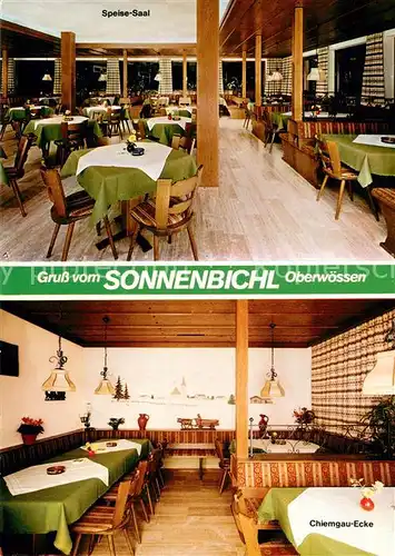 AK / Ansichtskarte Oberwoessen Hotel Restaurant Sonnenbichl Gastraeume Chiemgau Ecke Oberwoessen