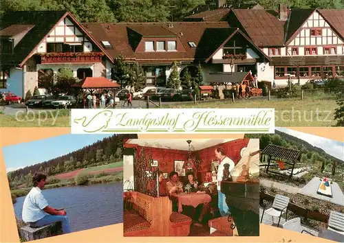 AK / Ansichtskarte Grossenlueder Landgasthof Hessenmuehle Gaststube Minigolf Grossenlueder