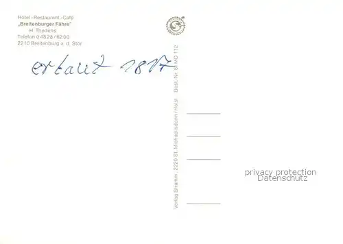 AK / Ansichtskarte Breitenburg Hotel Restaurant Cafe Breitenburger Faehre Terrasse Breitenburg