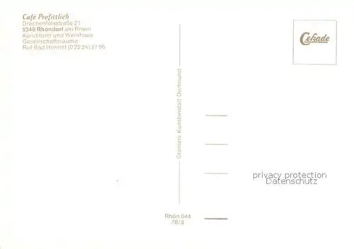 AK / Ansichtskarte Rhoendorf Cafe Profittlich Rhoendorf
