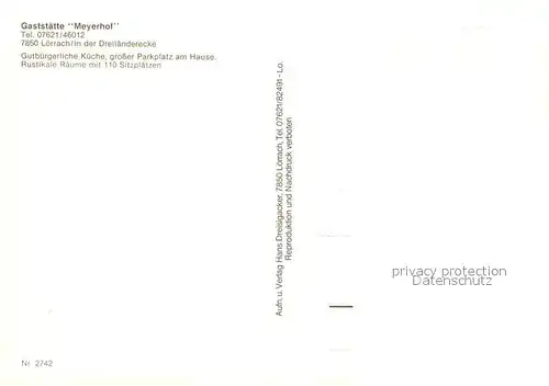 AK / Ansichtskarte Loerrach Gaststaette Meyerhof Gastraeume Ruine Stadtansicht Loerrach