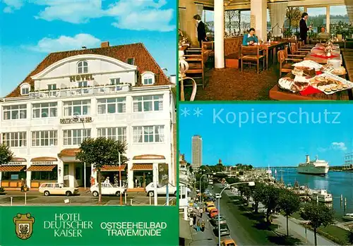 AK / Ansichtskarte Travemuende_Ostseebad Hotel Deutscher Kaiser Speisesaal Promenade Travemuende_Ostseebad