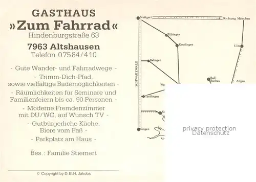 AK / Ansichtskarte Altshausen Gasthaus Zum Fahrrad Gastraum Zimmer Altshausen