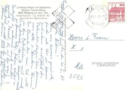AK / Ansichtskarte Waging_See Landhaus Mayer Hirschhalm Gaststube Waging_See