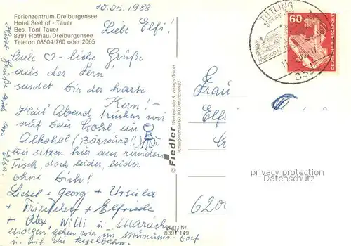 AK / Ansichtskarte Rothau_Tittling Hotel Seehof Tauer Gartenterrasse Gastraum Tretboot Maria Bruendl Rothau Tittling