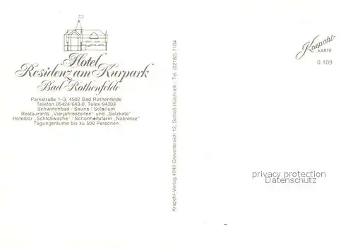 AK / Ansichtskarte Bad_Rothenfelde Hotel Residenz am Kurpark Bad_Rothenfelde