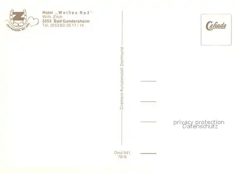 AK / Ansichtskarte Bad_Gandersheim Hotel Weisses Ross Bad_Gandersheim