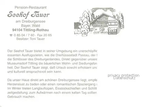 AK / Ansichtskarte Rothau_Tittling Ferienzentrum Dreiburgensee Hotel Seehof Tauer Rothau Tittling