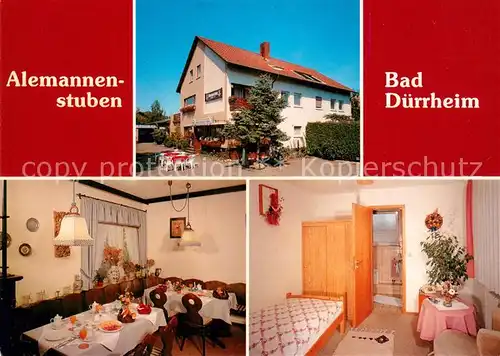AK / Ansichtskarte Bad_Duerrheim Hotel Restaurant Alemannenstuben Gaststube Zimmer Bad_Duerrheim