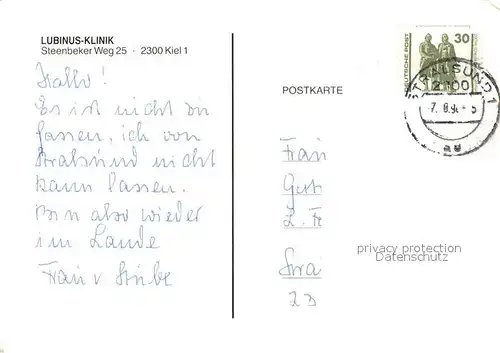 AK / Ansichtskarte Kiel Lubinus Klinik Rezeption Kiel