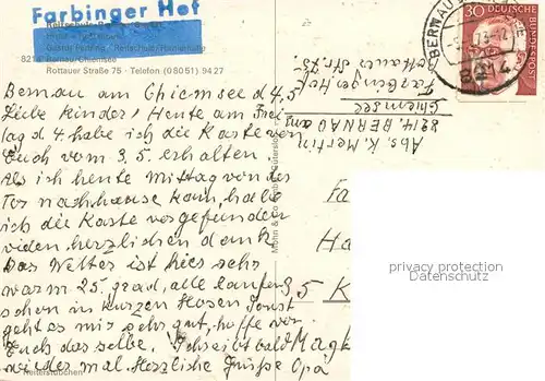 AK / Ansichtskarte Bernau_Chiemsee Hotel Farbinger Hof Bernau Chiemsee
