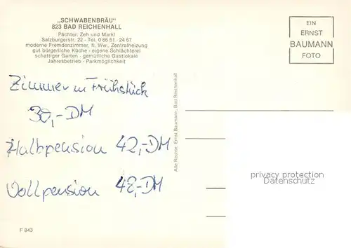 AK / Ansichtskarte Bad_Reichenhall Gasthof Schwabenbraeu Terrasse Gaststube Zimmer Bad_Reichenhall