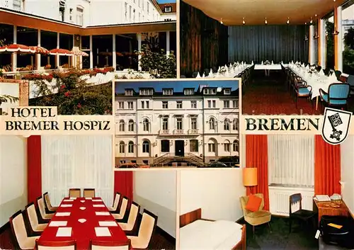 AK / Ansichtskarte Bremen Hotel Bremer Hospiz Speisesaal Zimmer Bremen