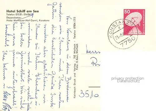 AK / Ansichtskarte Konstanz_Bodensee Hotel Schiff am See Konstanz_Bodensee