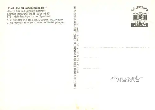 AK / Ansichtskarte Heimbuchenthal Hotel Heimbuchenthal Fliegeraufnahme Gaststube Hallenbad Tennisplatz Heimbuchenthal