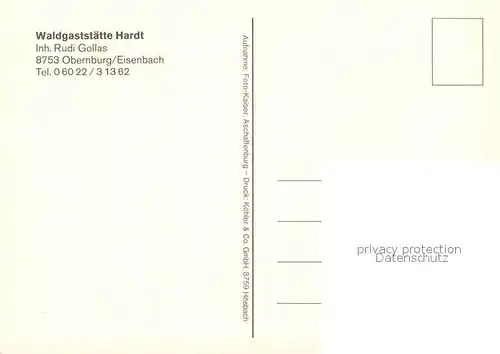 AK / Ansichtskarte Obernburg_Main Waldgaststaette Hardt Obernburg Main