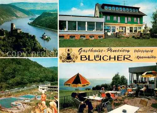 AK / Ansichtskarte Doerscheid Gasthaus Pension Bluecher Rheinhoehe Schwimmbad Terrasse Doerscheid