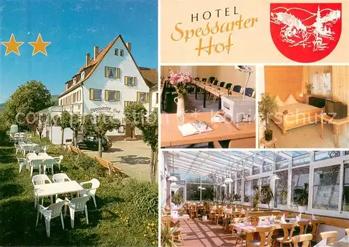 AK / Ansichtskarte Eschau_Unterfranken Hotel Spessarter Hof Gastraeume Zimmer Garten Eschau Unterfranken