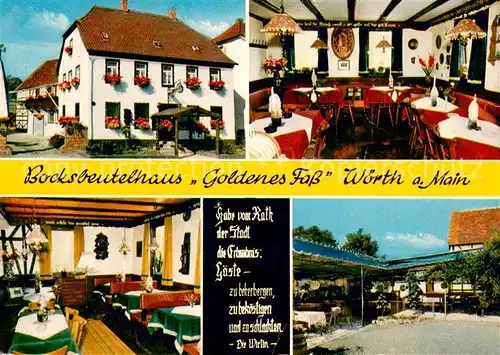 AK / Ansichtskarte Woerth_Main Bocksbeutelhaus Goldenes Fass Gastraeume Woerth_Main