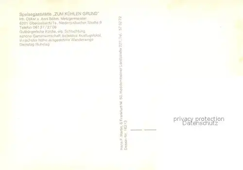 AK / Ansichtskarte Oberjosbach Gaststaette Zum kuehlen Grund Terrasse Bar Gaststube Oberjosbach