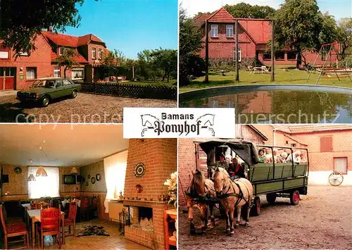 AK / Ansichtskarte Unterstedt_Wuemme Bamans Ponyhof Spielplatz Kaminzimmer Pferdewagen Unterstedt_Wuemme