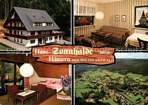 AK / Ansichtskarte Haeusern_Schwarzwald Haus Sonnhalde Gaststube Fliegeraufnahme Haeusern Schwarzwald