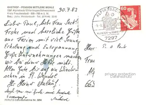 AK / Ansichtskarte Ehlenbogen Gasthof Pension Mittlere Muehle Gastraeume Ehlenbogen