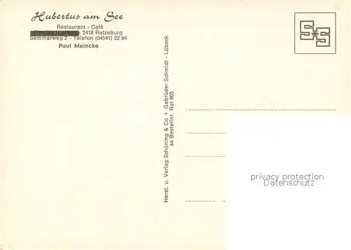 AK / Ansichtskarte Ratzeburg Restaurant Hubertus am See Cafe Ratzeburg