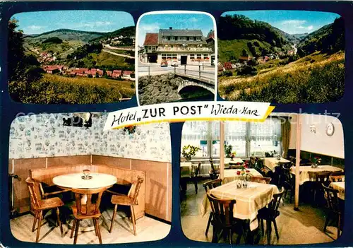 AK / Ansichtskarte Wieda Hotel Zur Post mit Gaestehaus Panorama Gastraeume Wieda