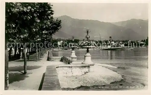AK / Ansichtskarte Vevey_VD Quai et vue sur la Tour Vevey_VD