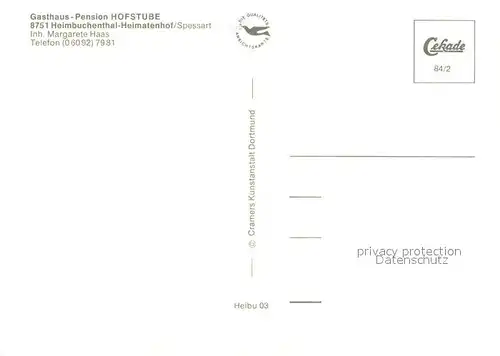 AK / Ansichtskarte Heimbuchenthal Panorama Gasthaus Pension Hofstube Gaststube Heimbuchenthal