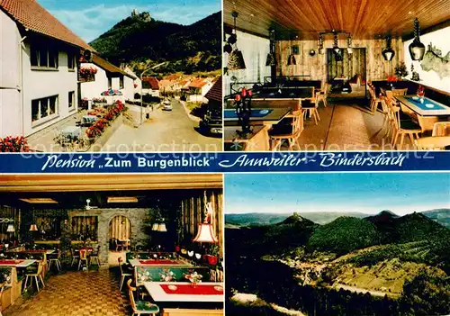 AK / Ansichtskarte Bindersbach Pension Zum Burgenblick Gastraeume Panorama Bindersbach