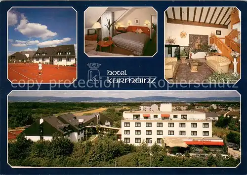 AK / Ansichtskarte Finthen Hotel Kurmainz Foyer Tennisplatz Gaestezimmer Finthen