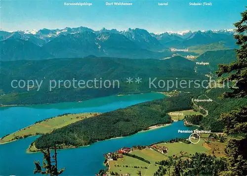 AK / Ansichtskarte Walchensee Walchenseepanorama Fliegeraufnahme Walchensee