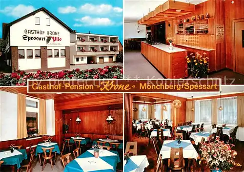AK / Ansichtskarte Moenchberg_Spessart Gasthof Pension Krone Gastraeume Bar Moenchberg Spessart