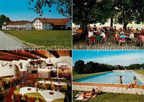 AK / Ansichtskarte Purkering_Trostberg Gasthof Huber Gaststube Freiterrasse Schwimmbad Purkering_Trostberg