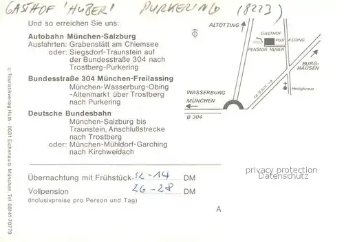AK / Ansichtskarte Purkering_Trostberg Gasthof Huber Gaststube Freiterrasse Schwimmbad Purkering_Trostberg