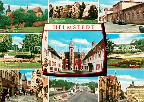 AK / Ansichtskarte Helmstedt St Marienberg Heinrichsplatz Brunnental Springbrunnen Quellenhof Hausmannsturm Bahnhof Grenzuebergang Luebbensteine Helmstedt