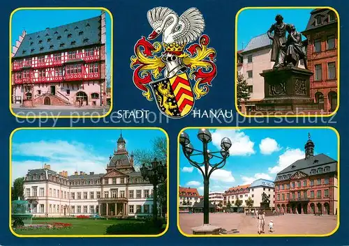 AK / Ansichtskarte Hanau_Main Goldschmiedehaus Rathaus Denkmal Gebrueder Grimm Schloss Philippsruhe Hanau_Main