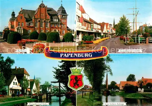AK / Ansichtskarte Papenburg_Ems Rathaus Hauptkanal rechts und links Von Velen Anlage Papenburg Ems