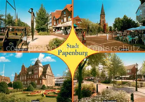AK / Ansichtskarte Papenburg_Ems Einkaufsstrasse Zentrum Rathaus Am Hauptkanal Papenburg Ems