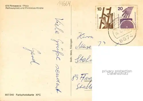 AK / Ansichtskarte Pirmasens Rathausplatz und Pirminius Kirche Pirmasens