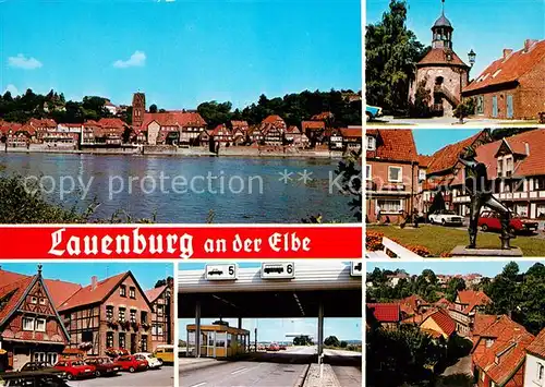 AK / Ansichtskarte Lauenburg_Elbe Unterstadt Schlossturm Rufer Altes Haus Zoll Lauenburg Elbe