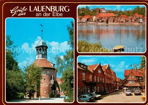 AK / Ansichtskarte Lauenburg_Elbe Schlossturm Unterstadt Elbepartie Lauenburg Elbe