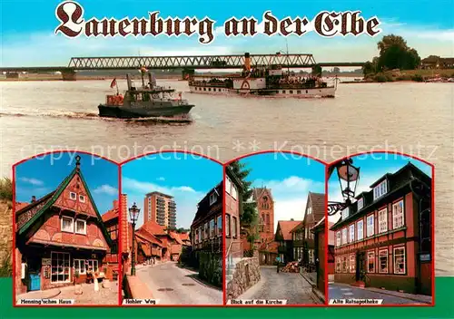 AK / Ansichtskarte Lauenburg_Elbe Elbepartie Mensingsches Haus Hohler Weg Kirche Alte Ratsapotheke Lauenburg Elbe