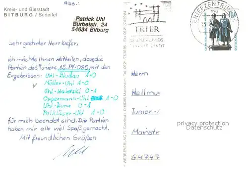 AK / Ansichtskarte Bitburg Springbrunnen Kirche Strassenpartie Brunnen Bitburg