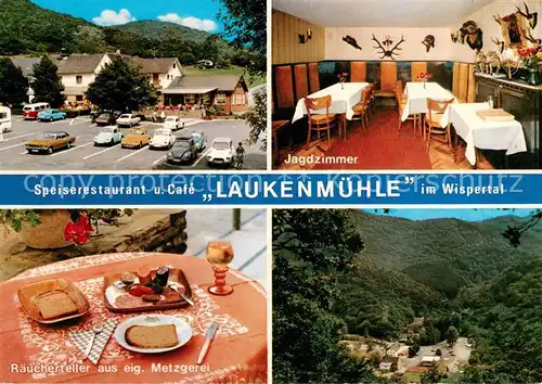 AK / Ansichtskarte Laukenmuehle_Bad_Schwalbach Restaurant Cafe Laukenmuehle Jagdzimmer Raeucherteller Panorama Laukenmuehle_Bad